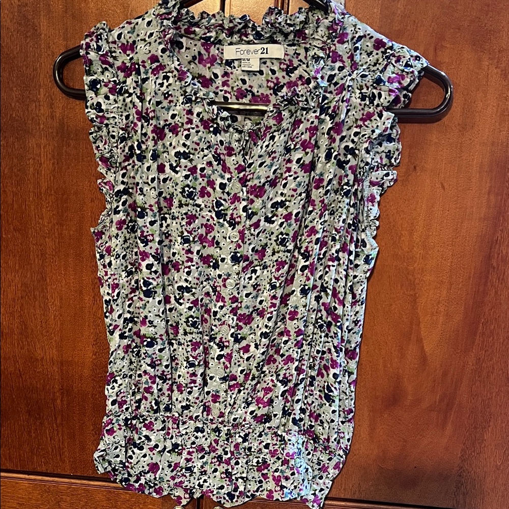 Forever 21 Floral Blouse - Black and Purple